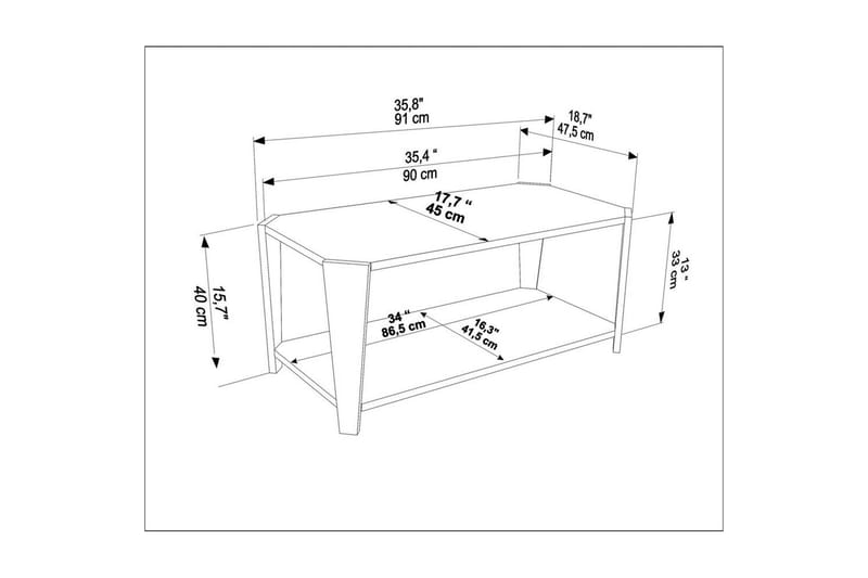 Dargaville Stuebord 91 cm - Valnøtt/Sort - Møbler - Bord - Sofabord
