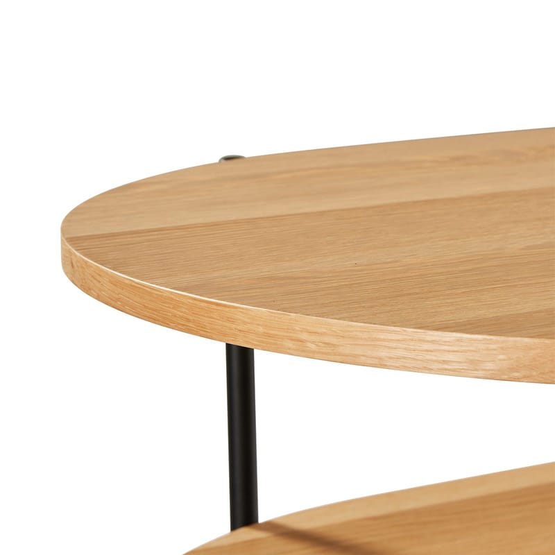 Davia 115 cm Ovalt Sofabord med Hyller i Eik - Brun|Sort - Møbler - Bord - Sofabord