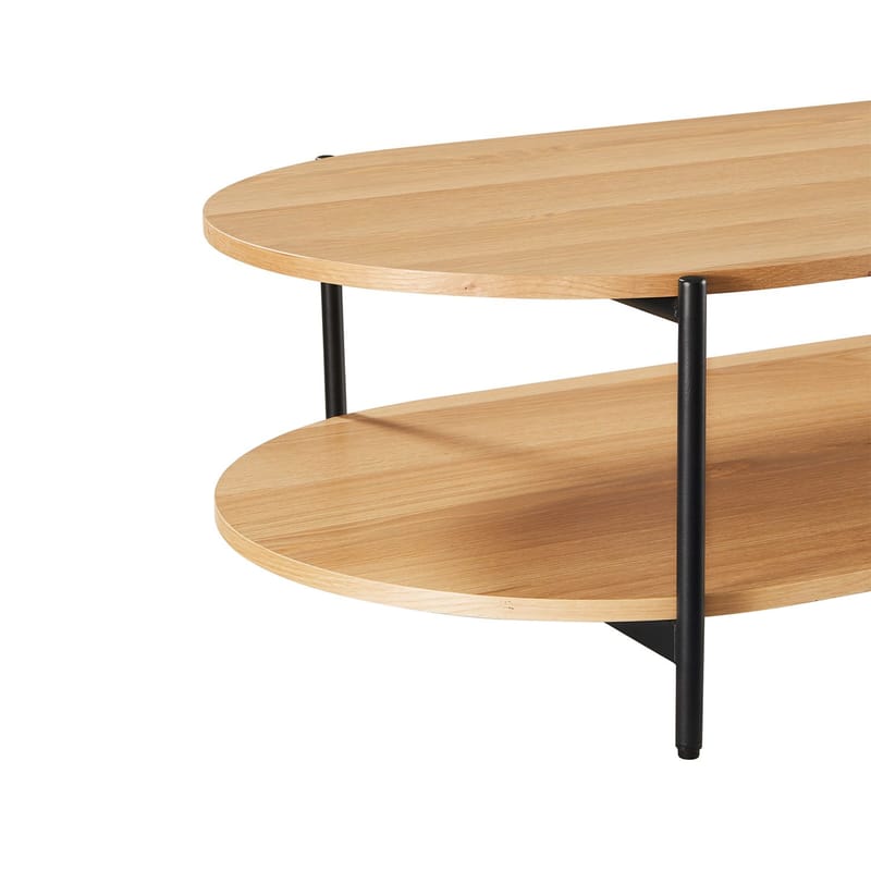 Davia 115 cm Ovalt Sofabord med Hyller i Eik - Brun|Sort - Møbler - Bord - Sofabord