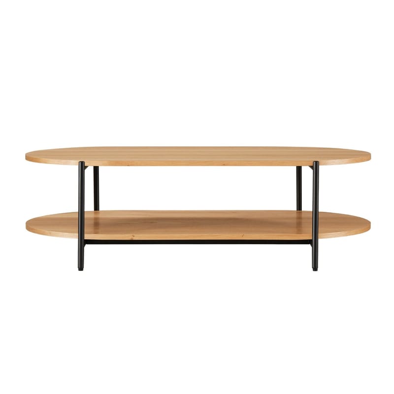 Davia 115 cm Ovalt Sofabord med Hyller i Eik - Brun|Sort - Møbler - Bord - Sofabord