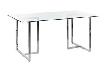 Davson Rektangulært Spisebord 160 cm med Glassplate og Metallutseende - Gjennomsiktig - Møbler - Bord - Spisebord & kjøkkenbord