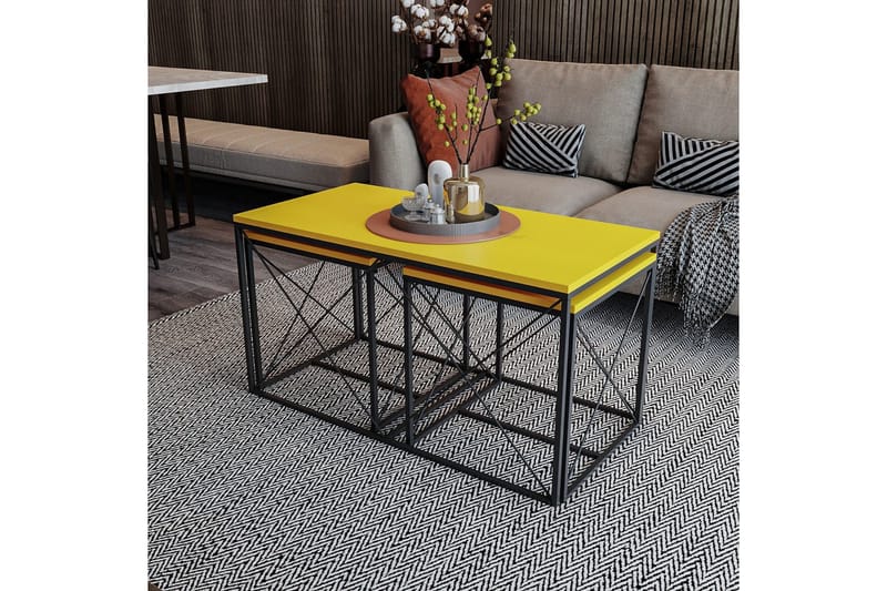 Defneia Sofabord 100 cm - Svart/Gul - Møbler - Bord - Sofabord