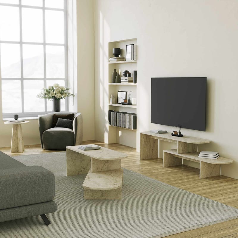 Deliones sofabord 100 cm - Travertin - Møbler - Bord - Sofabord