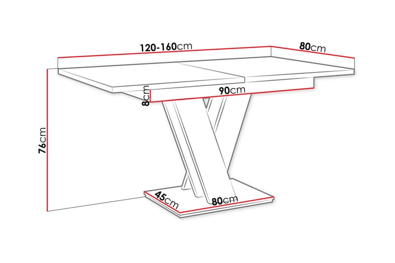Denogal Spisebord 80 cm - Hvid - Spisebord & kjøkkenbord