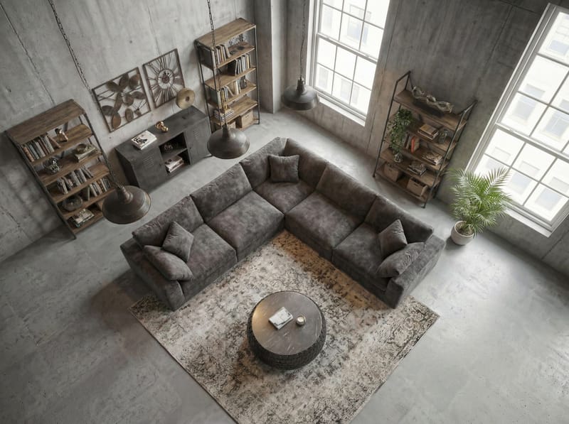 Denvik Rundt sofabord 65 cm i aluminium med marmortopp - svart - Møbler - Bord - Sofabord