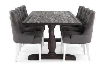 Dijon Spisegruppe 200 cm med 6 Viktoria Lenestoler - Vintage Tre/Grå/Hvit - Møbler - Bord - Spisegrupper