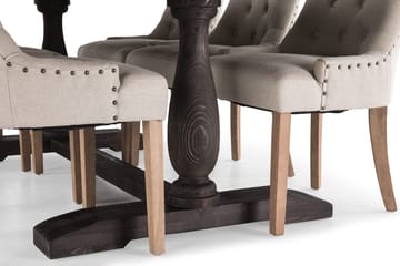 Dijon Spisegruppe 200 cm Rektangulær med 6 Viktoria Stoler - Vintage Tre / Beige Tre - Møbler - Bord - Spisegrupper