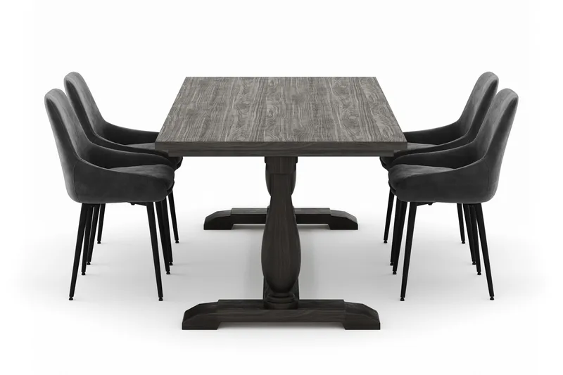 Dijon Spisegruppe 200x100cm med 4 Alsarp Spisestoler - Brun - Møbler - Bord - Spisegrupper