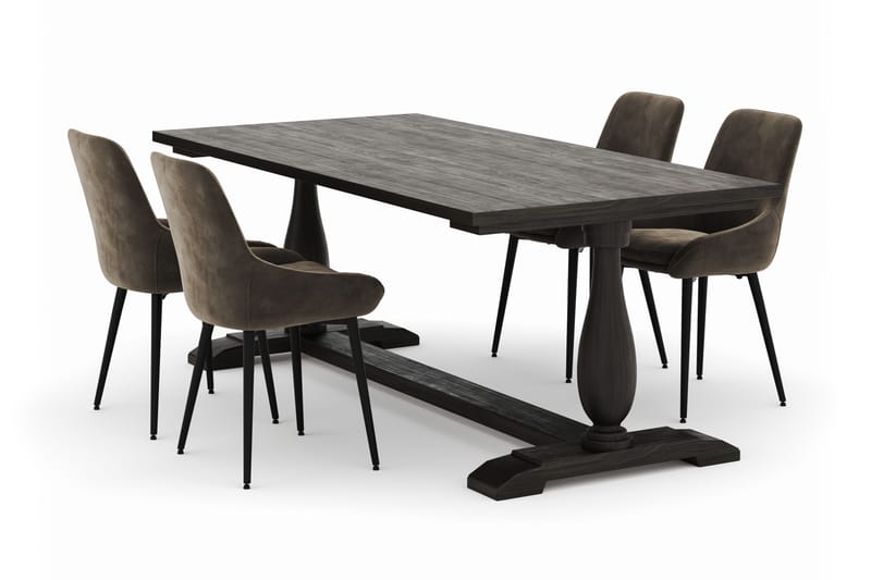 Dijon Spisegruppe 200x100cm med 4 Alsarp Spisestoler, Brun