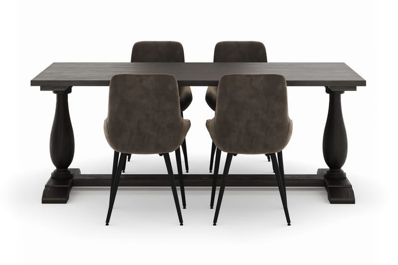 Dijon Spisegruppe 200x100cm med 4 Alsarp Spisestoler - Brun - Møbler - Bord - Spisegrupper