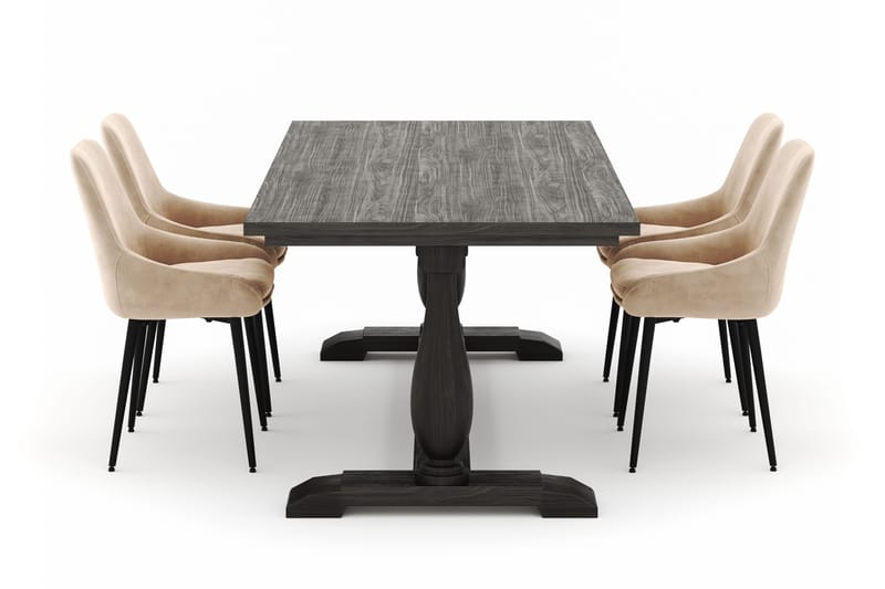 Dijon Spisegruppe 200x100cm med 4 Alsarp Spisestoler - Brun - Møbler - Bord - Spisegrupper