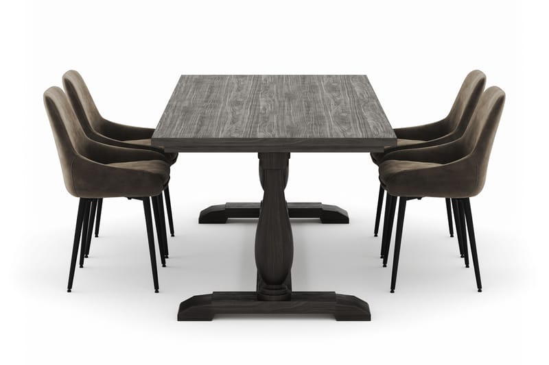 Dijon Spisegruppe 200x100cm med 4 Alsarp Spisestoler - Brun - Møbler - Bord - Spisegrupper