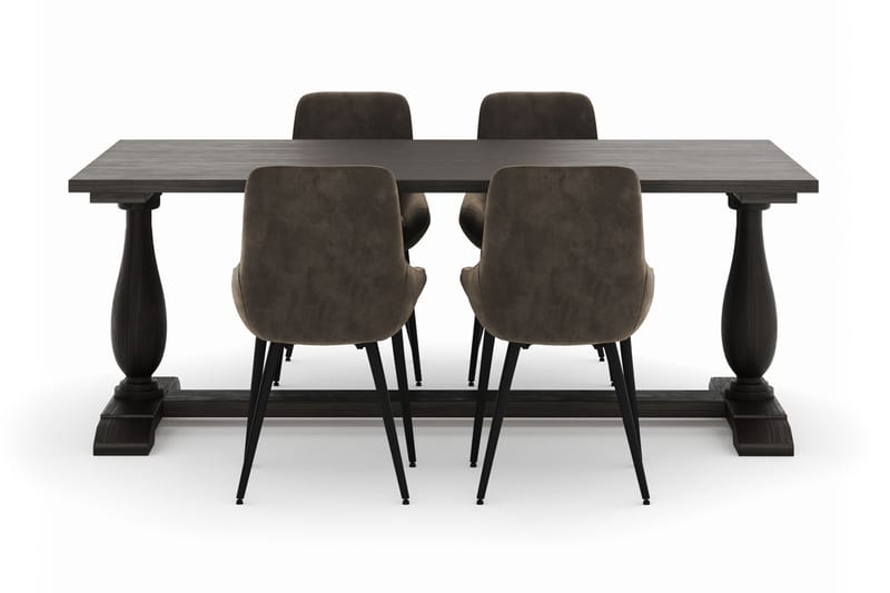 Dijon Spisegruppe 200x100cm med 4 Alsarp Spisestoler - Brun - Møbler - Bord - Spisegrupper