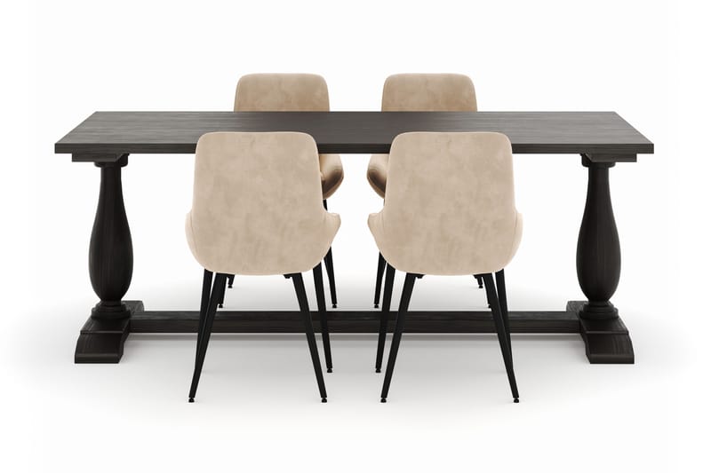 Dijon Spisegruppe 200x100cm med 4 Alsarp Spisestoler - Brun - Møbler - Bord - Spisegrupper