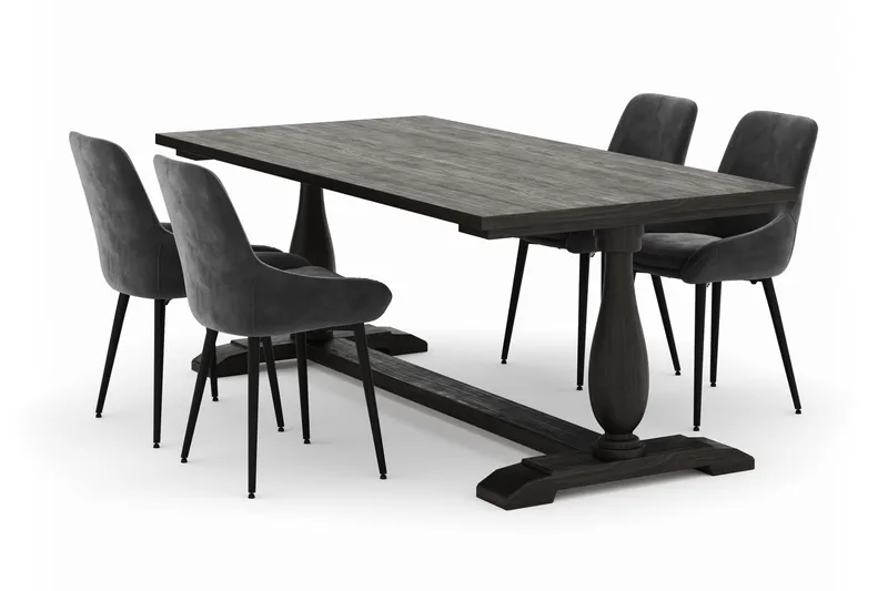 Dijon Spisegruppe 200x100cm med 4 Alsarp Spisestoler, Brun