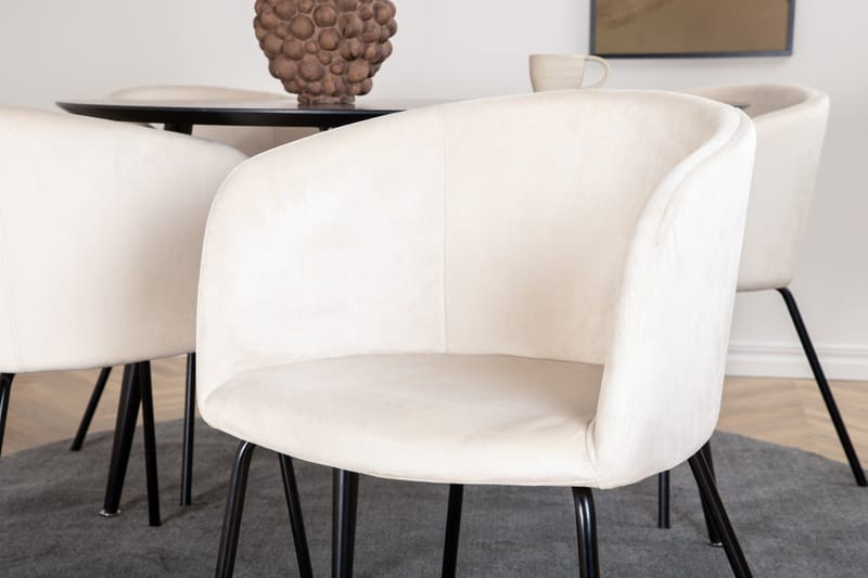 Dipp Matgruppe 115 cm Rund med 4 Berit stoler - Beige - M øbler - Bord - Spisegrupper
