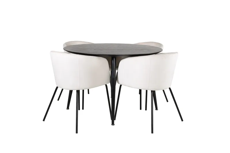 Dipp Matgruppe 115 cm Rund med 4 Berit stoler, Beige