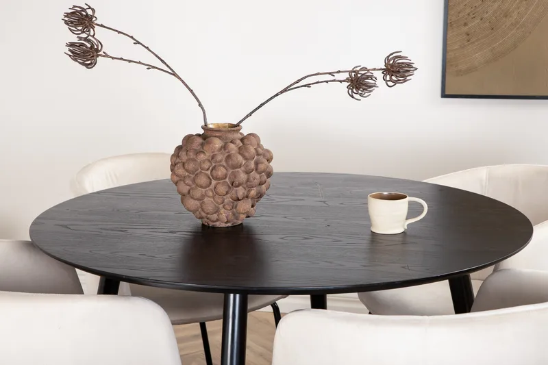 Dipp Matgruppe 115 cm Rund med 4 Berit stoler - Beige - Møbler - Bord - Spisegrupper