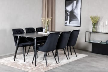 Dipp spisebord 180 cm med 6 Velvet Deluxe fløyelsstoler - Møbler - Bord - Spisegrupper