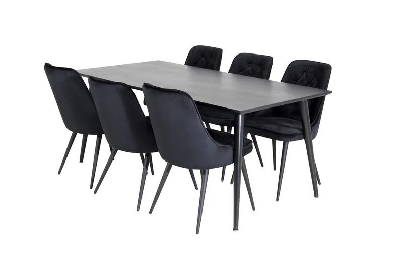 Dipp spisebord 180 cm med 6 Velvet Deluxe fløyelsstoler - Møbler - Bord - Spisegrupper
