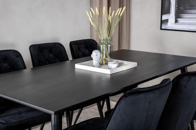 Dipp spisebord 180 cm med 6 Velvet Deluxe fløyelsstoler - Møbler - Bord - Spisegrupper