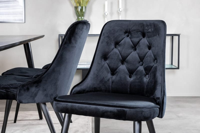 Dipp spisebord 180 cm med 6 Velvet Deluxe fløyelsstoler - Møbler - Bord - Spisegrupper