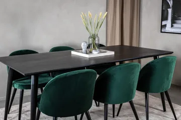 Dipp spisebord 180 cm med 6 Velvet fløyelsstoler - Møbler - Bord - Spisegrupper