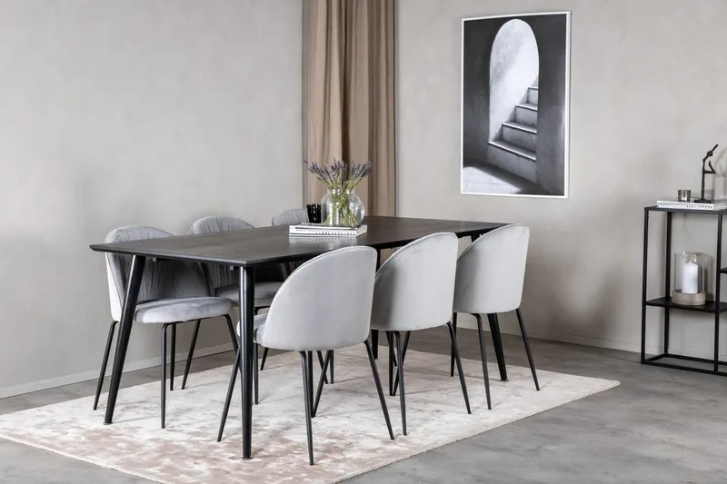 Dipp spisebord 180 cm med 6 Wrinkles spisestoler