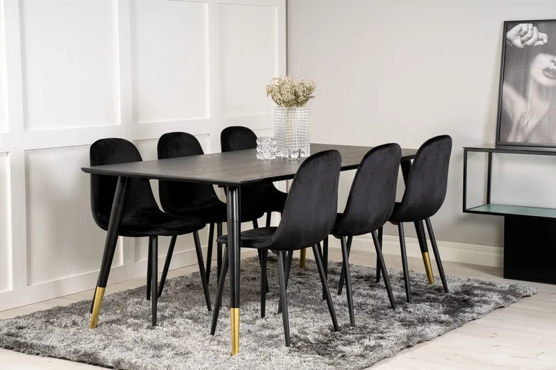 Dipp spisebord 180 cm med 6 Polar kjøkkenstoler