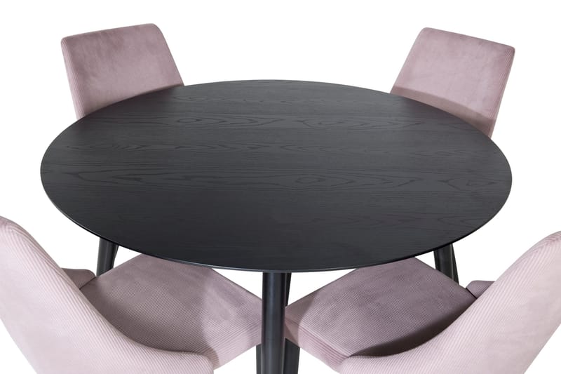 Dipp Spisegruppe 115 cm Rund med 4 Leone Stoler - Sort - Møbler - Bord - Spisegrupper
