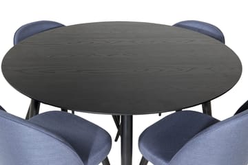 Dipp Spisegruppe 115 cm Rund med 4 Velvet Stoler - Sort - Møbler - Bord - Spisegrupper