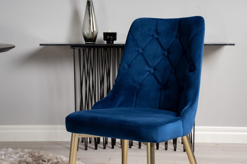 Dipp Spisegruppe 115 cm Rund med 4 Velvet Stoler - Sort - Møbler - Bord - Spisegrupper