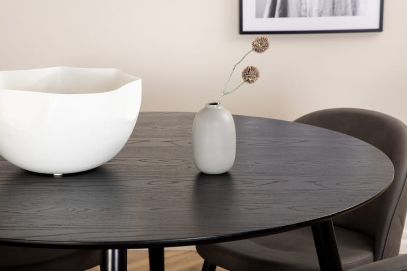 Dipp Spisegruppe 115 cm Rund med 4 Velvet Stoler - Sort - Møbler - Bord - Spisegrupper