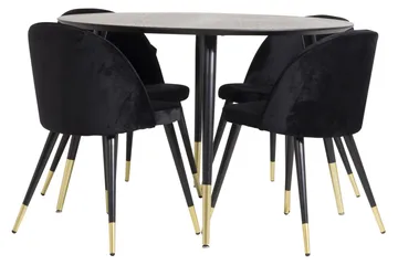 Dipp Spisegruppe 115 cm Rund med 4 Velvet Stoler