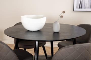 Dipp Spisegruppe 115 cm Rund med 4 Velvet stoler - Svart - Møbler - Bord - Spisegrupper