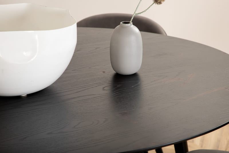 Dipp Spisegruppe 115 cm Rund med 4 Velvet stoler - Svart - Møbler - Bord - Spisegrupper