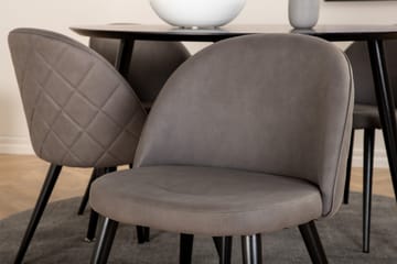 Dipp Spisegruppe 115 cm Rund med 4 Velvet stoler - Svart - Møbler - Bord - Spisegrupper
