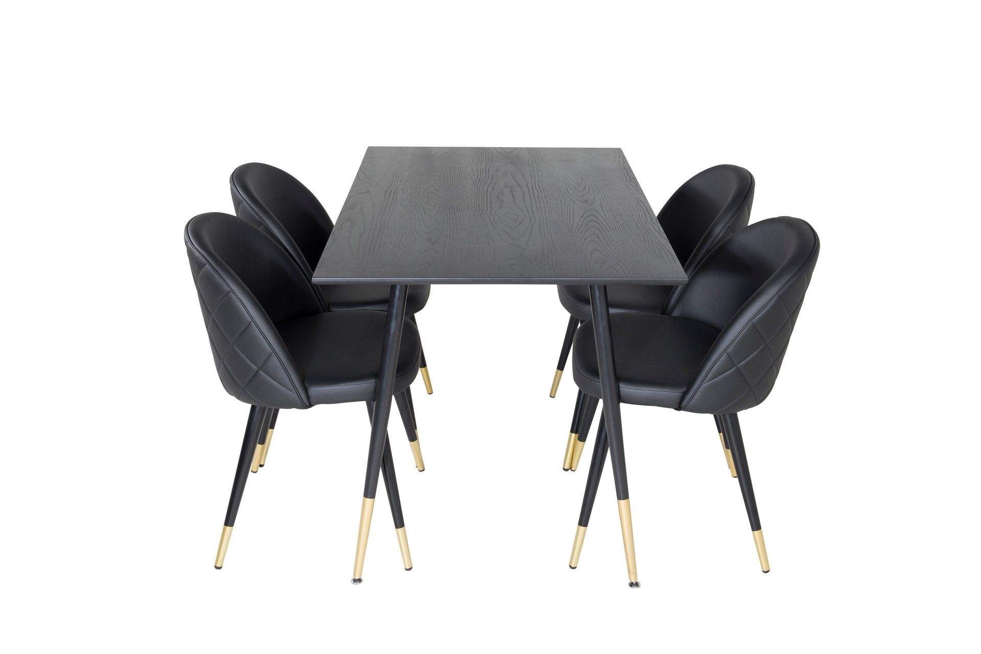 Dipp spisegruppe 120 cm rund med 4 Velvet-stoler -