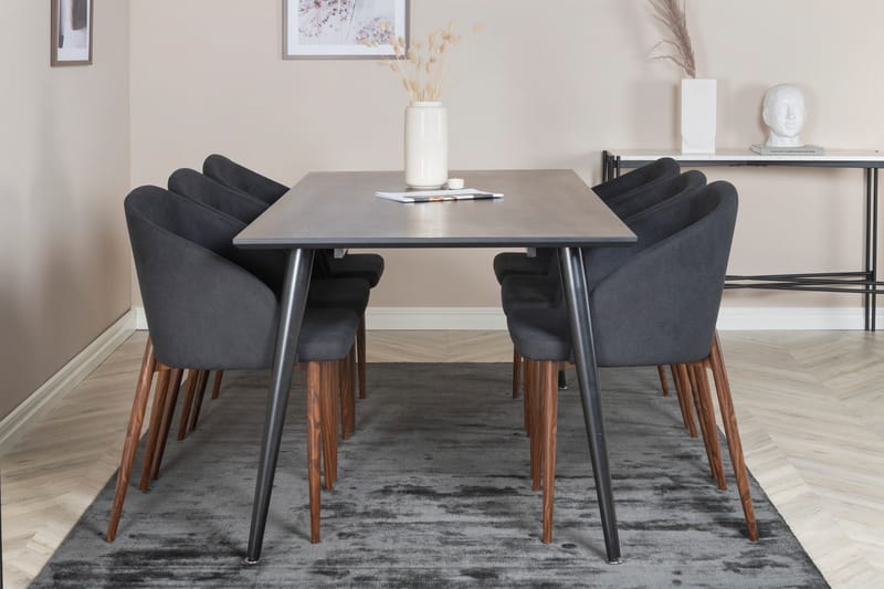 Dipp Spisegruppe 180 cm Rektangulær med 6 Arch Stoler - Sort - Møbler - Bord - Spisegrupper