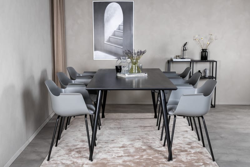 Dipp spisegruppe 180 cm rektangulær med 6 Comfort stoler - Svart - Møbler - Bord - Spisegrupper