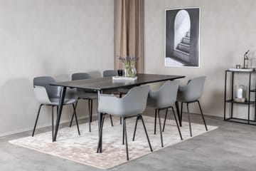 Dipp spisegruppe 180 cm rektangulær med 6 Comfort stoler - Svart - Møbler - Bord - Spisegrupper