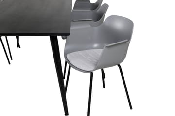 Dipp spisegruppe 180 cm rektangulær med 6 Comfort stoler - Svart - Møbler - Bord - Spisegrupper