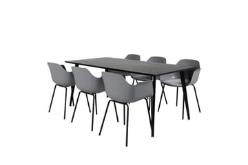 Dipp spisegruppe 180 cm rektangulær med 6 Comfort stoler - Svart - Møbler - Bord - Spisegrupper