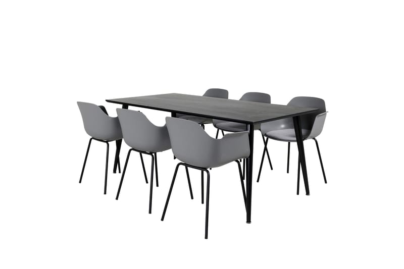 Dipp spisegruppe 180 cm rektangulær med 6 Comfort stoler - Svart - Møbler - Bord - Spisegrupper