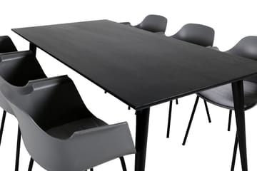 Dipp spisegruppe 180 cm rektangulær med 6 Comfort stoler - Svart - Møbler - Bord - Spisegrupper