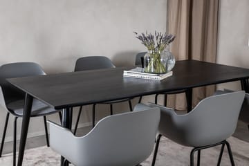 Dipp spisegruppe 180 cm rektangulær med 6 Comfort stoler - Svart - Møbler - Bord - Spisegrupper