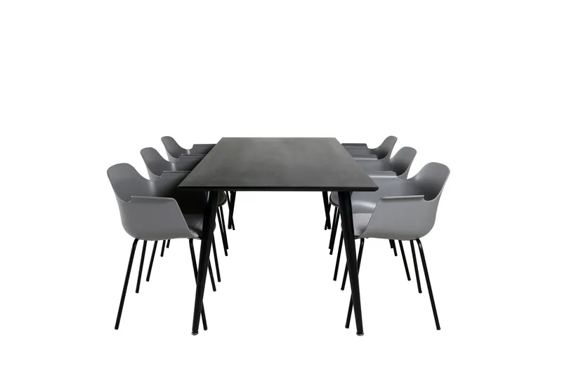 Dipp spisegruppe 180 cm rektangulær med 6 Comfort stoler, Svart