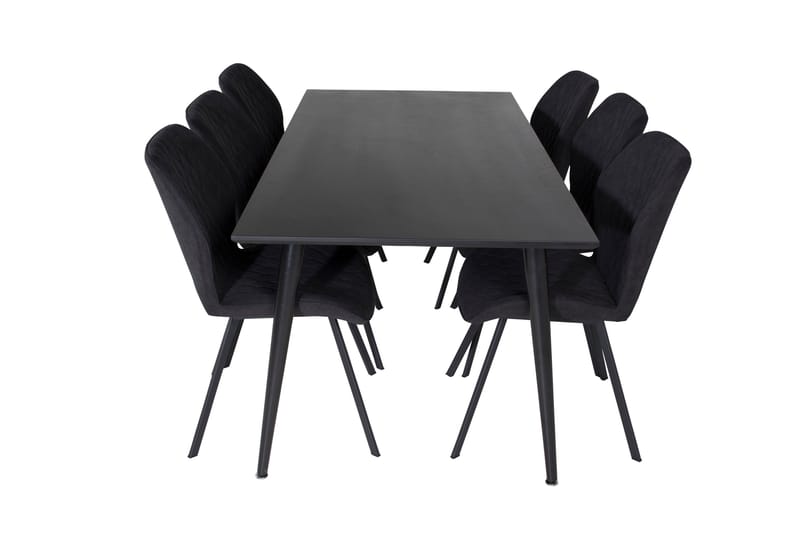 Dipp Spisegruppe 180 cm Rektangulær med 6 Gemma Stoler, Sort