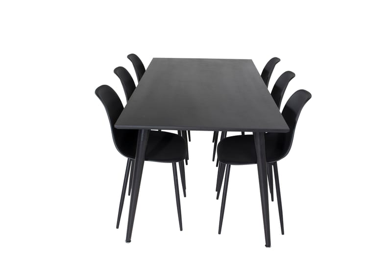 Dipp Spisegruppe 180 cm Rektangulær med 6 Polar Stoler, Sort