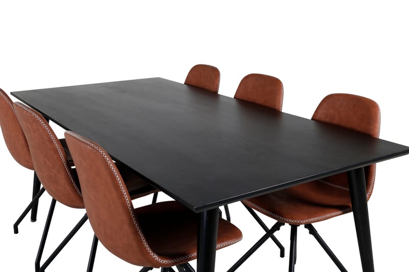 Dipp Spisegruppe 180 cm Rektangulær med 6 Polar Stoler - Sort - Møbler - Bord - Spisegrupper